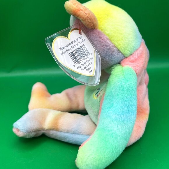 VTG TY Beanie Baby PEACE Bear 1996 Style 4053 Rainbow Tie-Dye MWMT Beanbag Plush - Picture 2 of 9